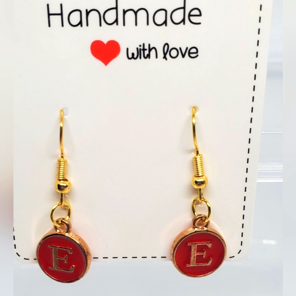 7/$10 E Initial Earrings, New